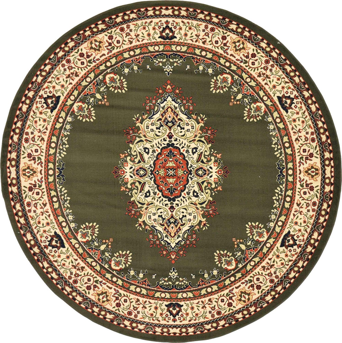 Traditional Medallion Green Soft Area Rug