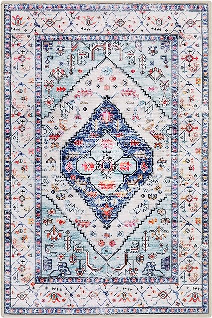 Non-Slip Distressed Vintage Persian Oriental, Small Accent Throw Low Pile Traditional Area Rug - 2' X 3'