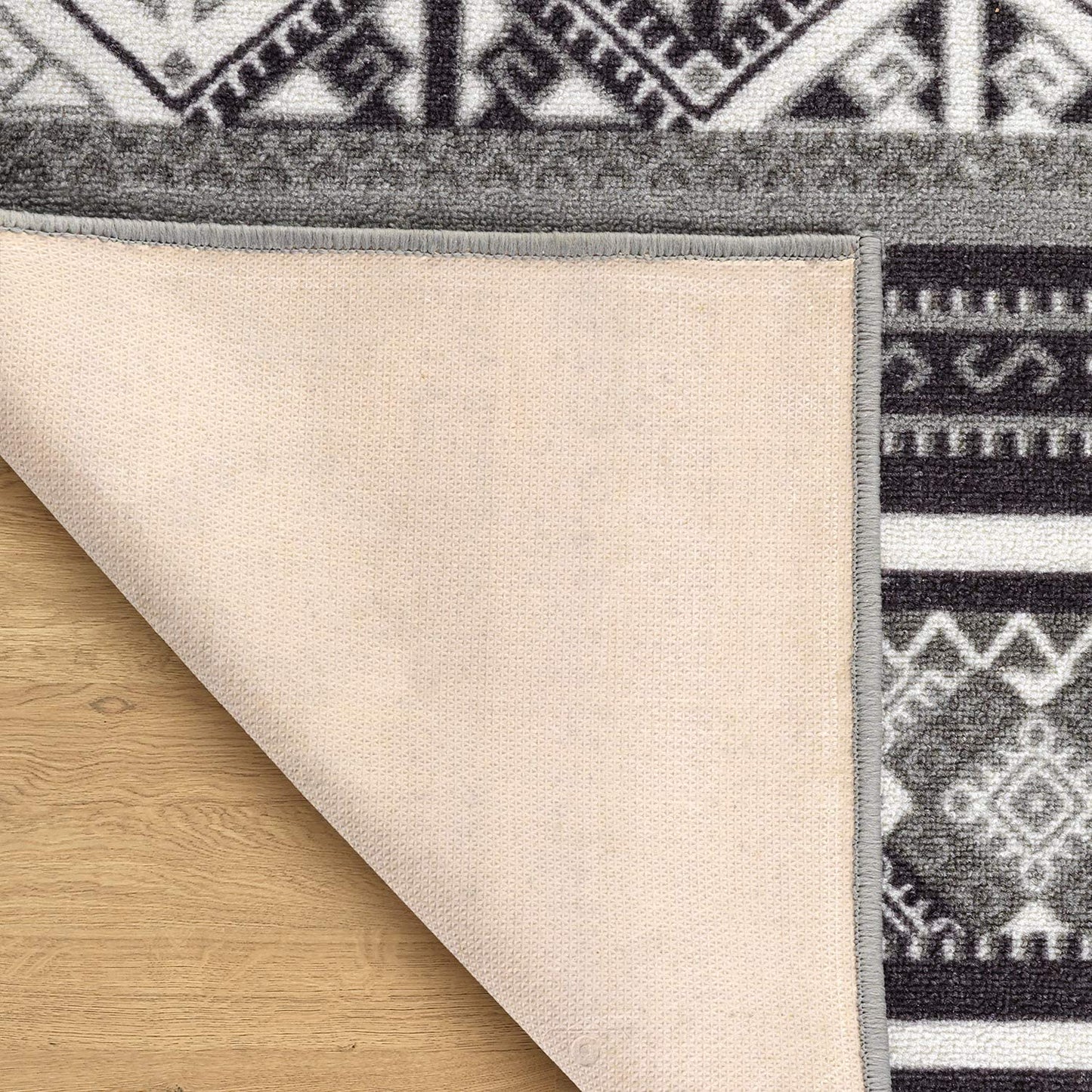 Moroccan Geometric Low Profile Pile Indoor Area Rugs Black