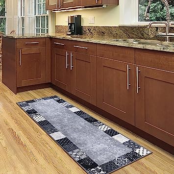 Machine Washable Wrinkle Free Coffee Cup Design Cotton 2 x 5 Kitchen Runner Rug (20" x 59", Beige)