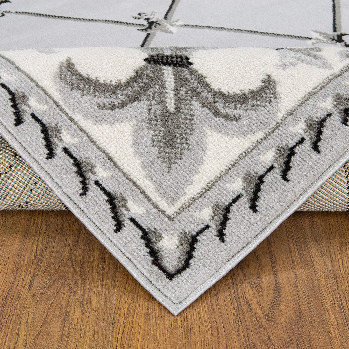 Kashan King Collection Geometric Indoor Area Rug Grey/Cream