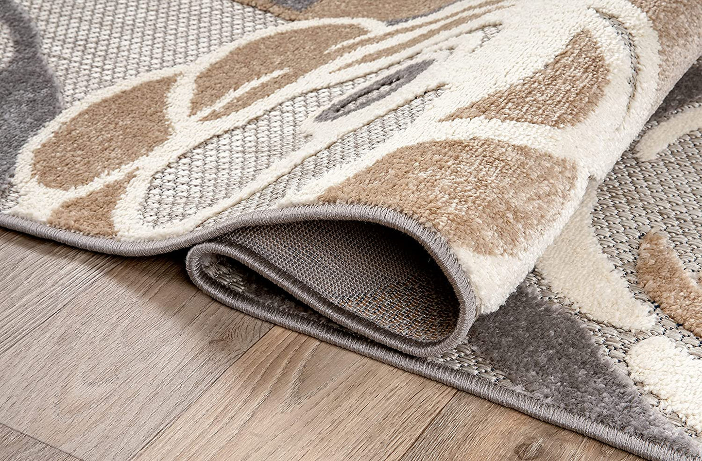 Ravenna Modern Large Floral Flowers Indoor/Outdoor Runner Rug Gray