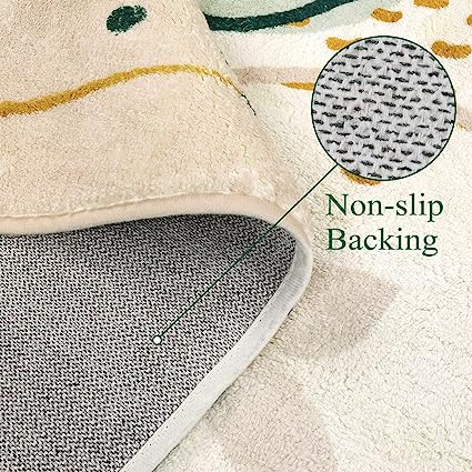 Modern Abstract Non-Slip Minimalist Art Area Rug Accent Distressed Washable Floor Carpet