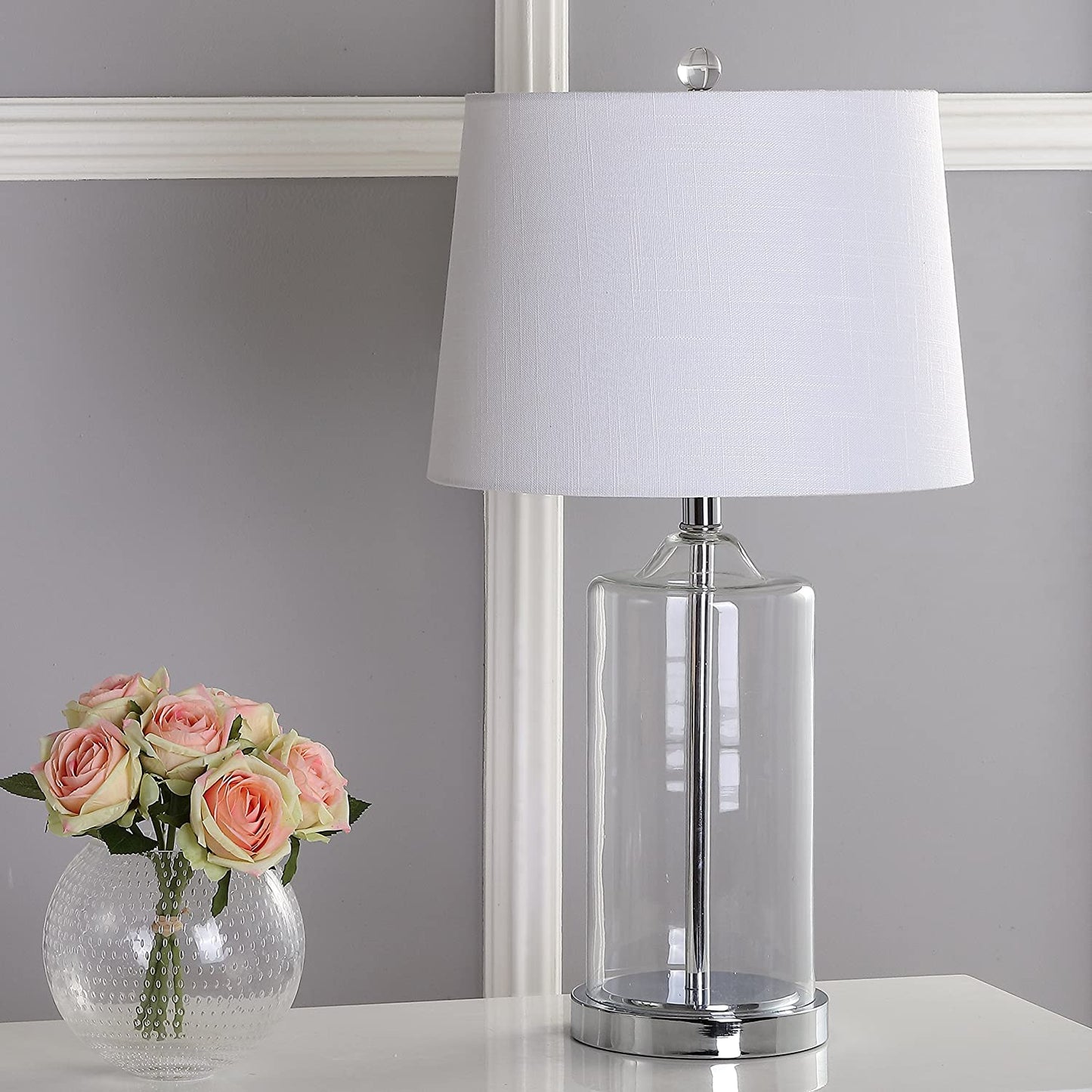 Walsh 25" Glass LED Table Lamp Clear/Chrome