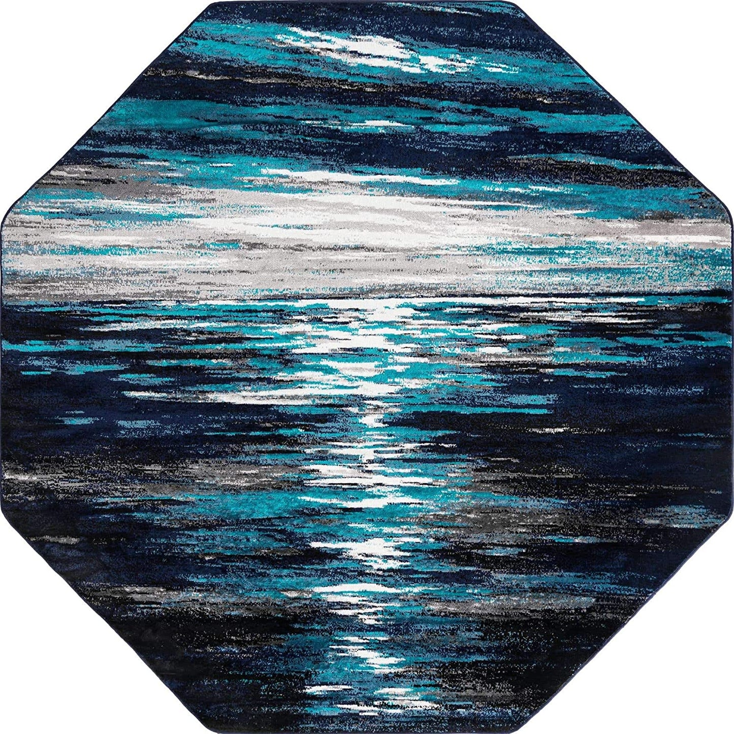 Metro Collection Abstract Water Modern Waves Navy Blue/Turquoise