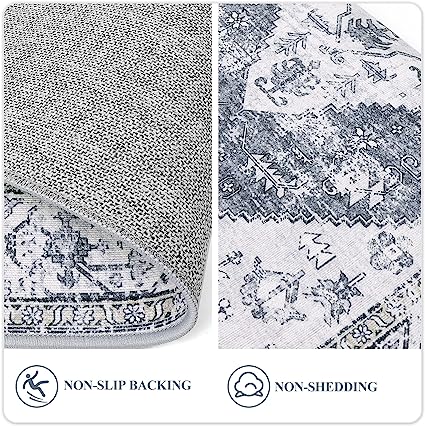 Non-Slip Distressed Vintage Persian Oriental, Small Accent Throw Low Pile Traditional Area Rug - 2' X 3'