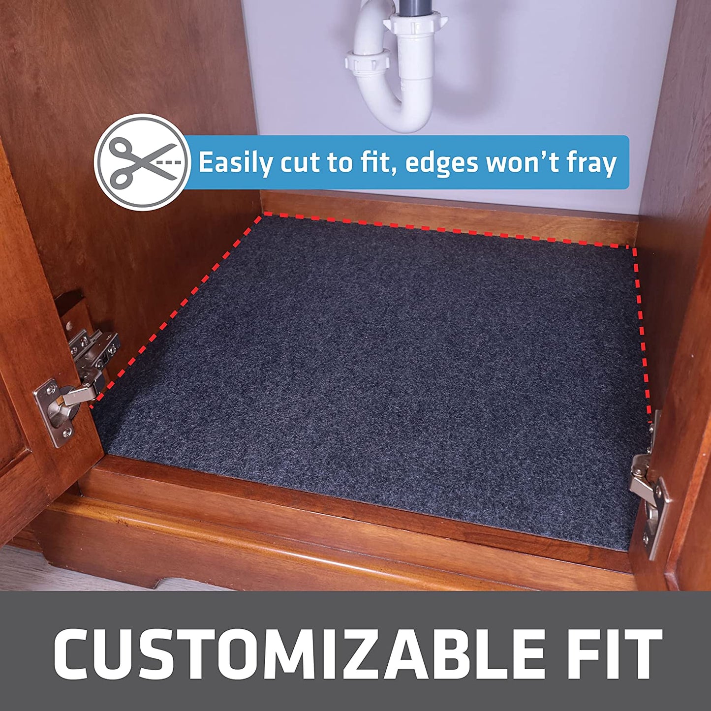 Under Sink, Waterproof Cabinet Protection, Absorbent Shelf Liners, Slip-Resistant, Non-Adhesive, Machine Washable, Durable Mats (USA Made)(24”x29”)(Charcoal)