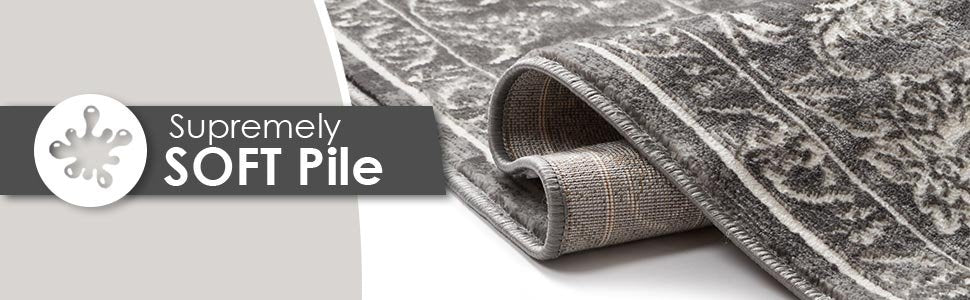 Modern Distressed Persian Design Grey Ivory Area Rug