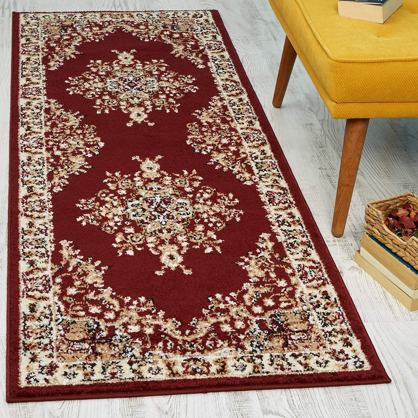 Siesta Collection Traditional Oriental Indoor Area Rug Maroon/Beige