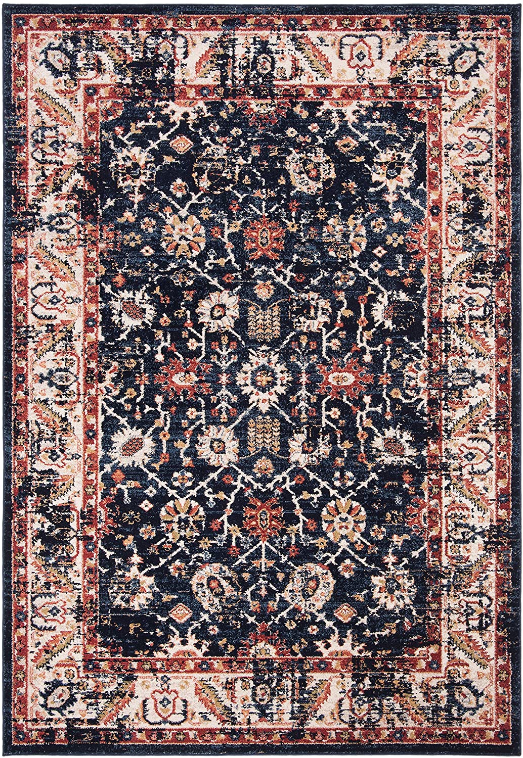 Oriental Distressed Non-Shedding Home Area Rug Grey / Dark Grey