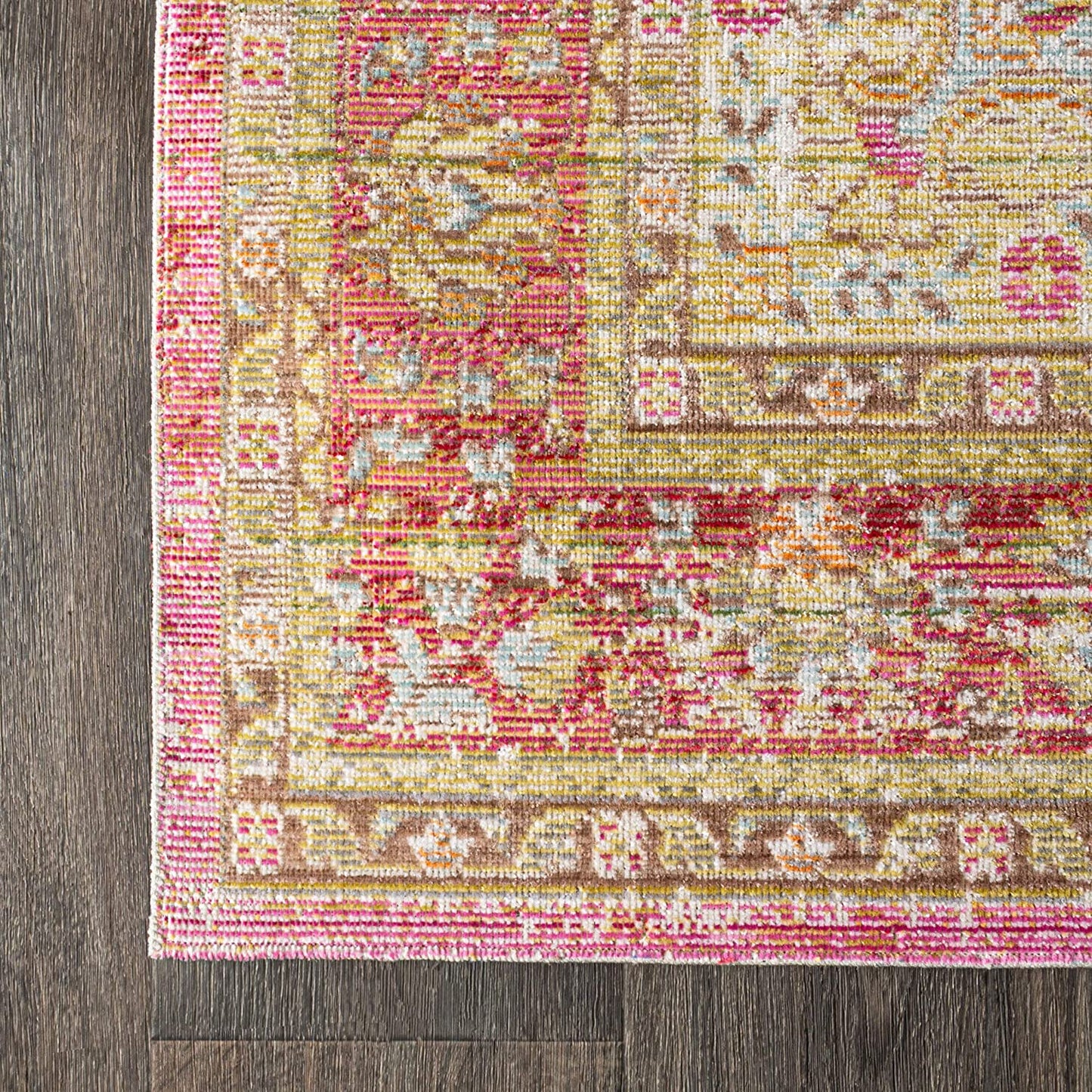 Khilana Floral Medallion Soft Rug, Deep Rose/Ivory