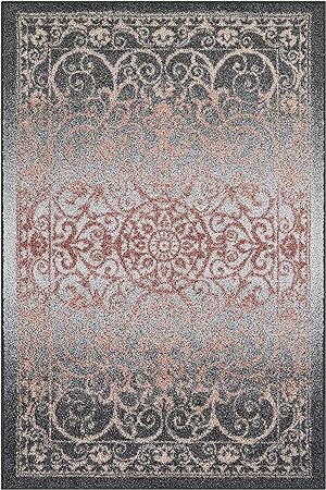 Pelham 2-Piece Non Slip Machine Washable Traditional Vintage Throw and Runner Floor Carpet, 17"x24" + 17"x48", Blue/Grey