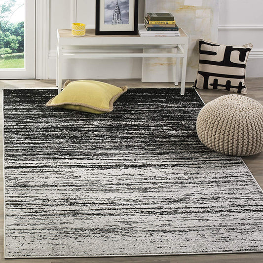 Ombre Silver Black Soft Area Rug