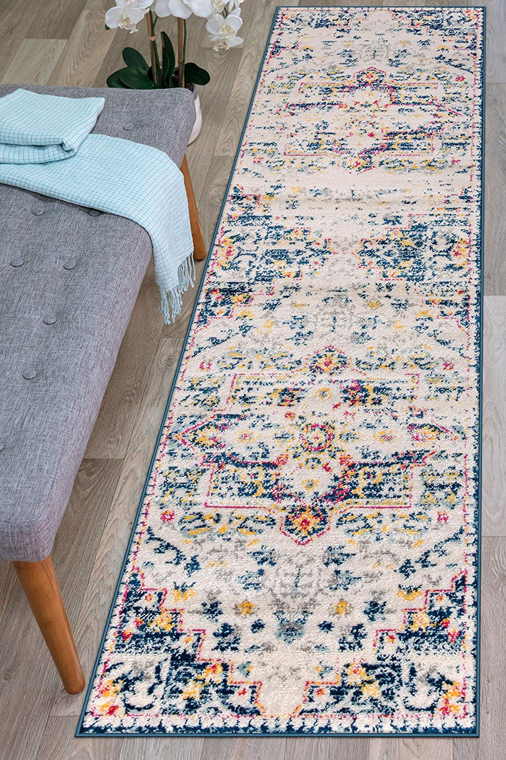 Transitional Distressed Cream Multi-color Soft Area Rug