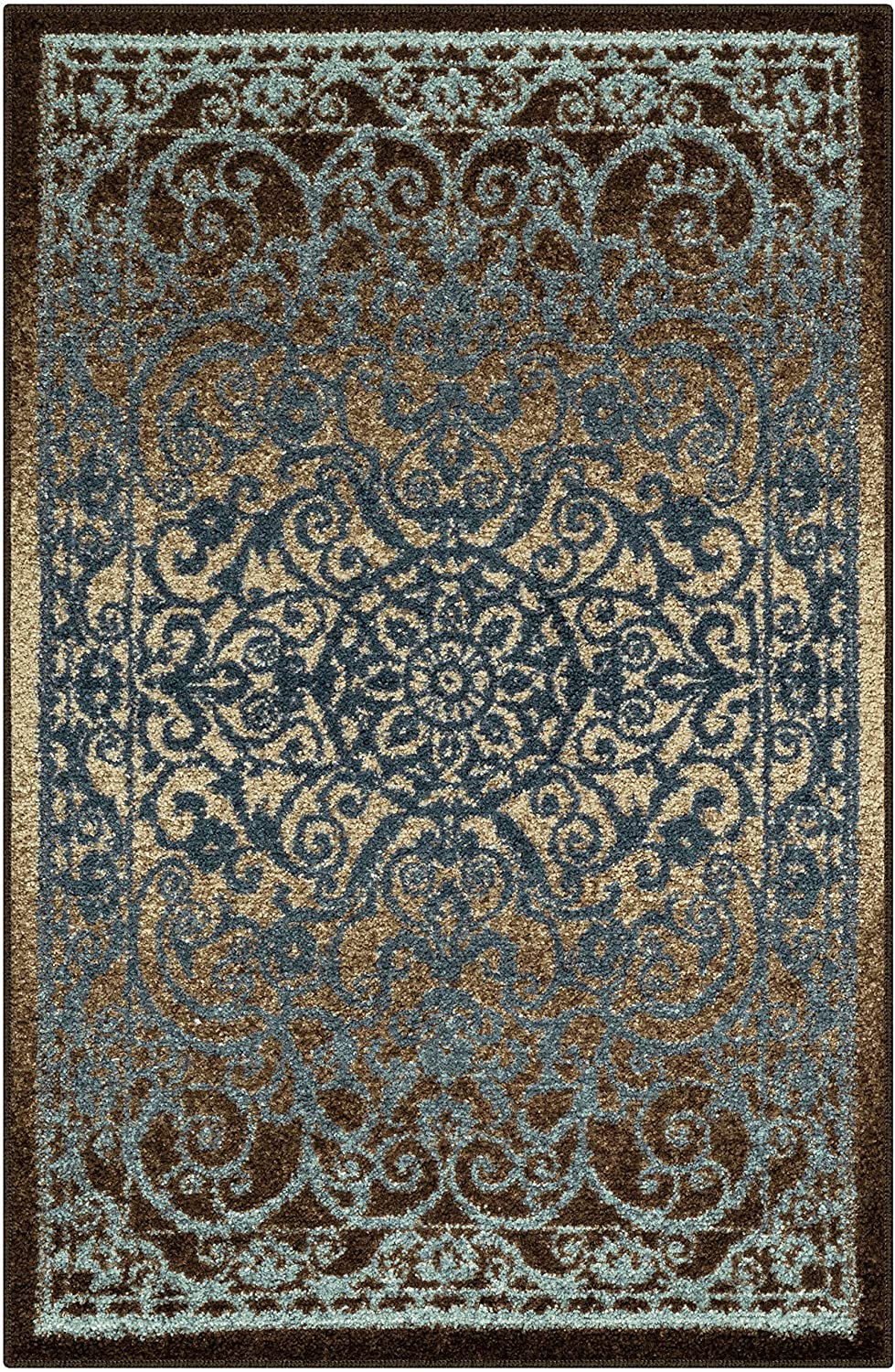 Maples Rugs Pelham Vintage Kitchen Rugs Non Skid Blue/Walnut
