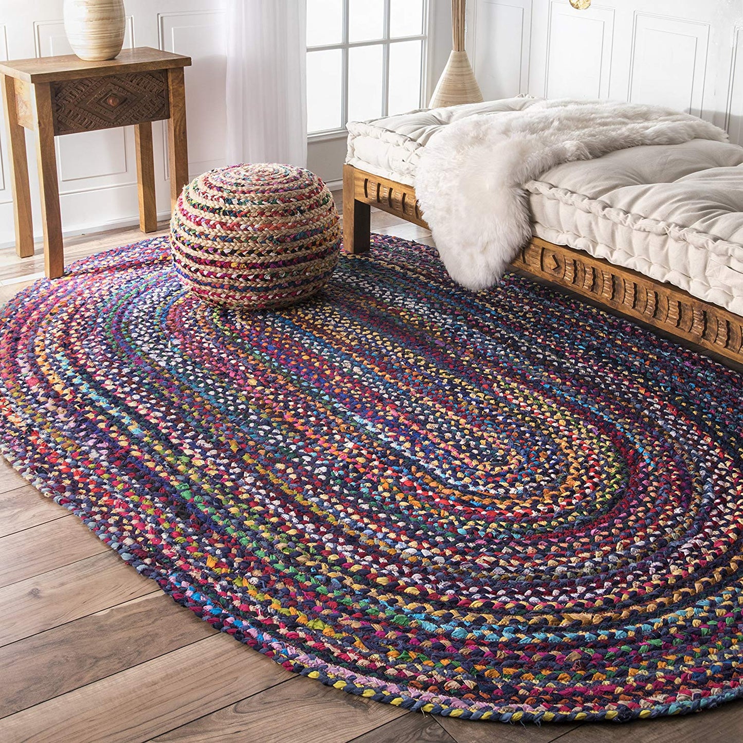 Hand Braided Blue Soft Area Rugs