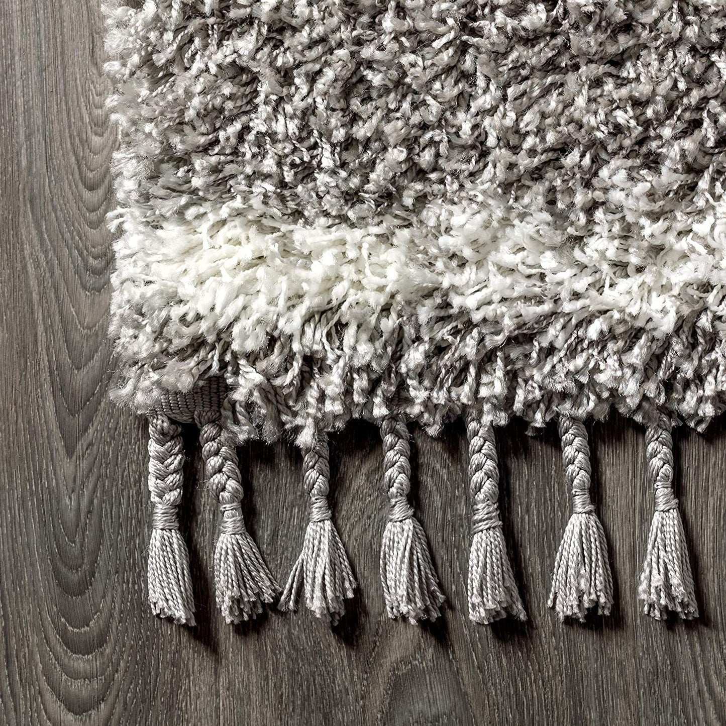 Mercer Plush Tassel Moroccan Tribal Geometric Trellis Area Rugs, Denim Blue/Cream