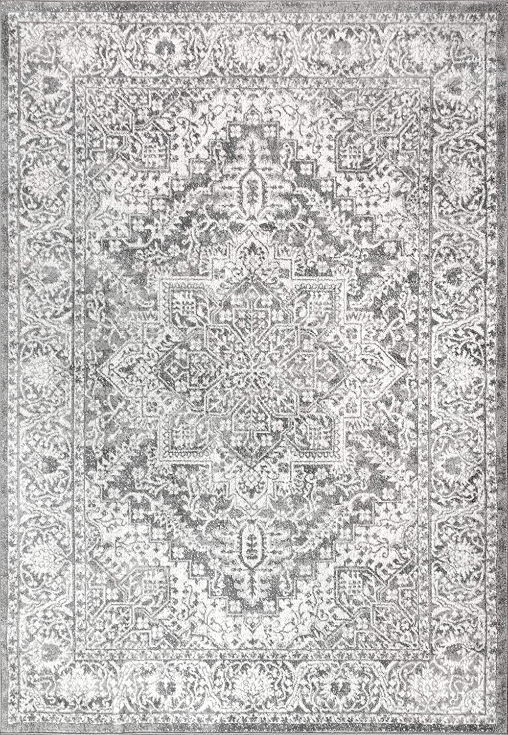 Modern Persian Vintage Medallion Area Rugs Light Grey