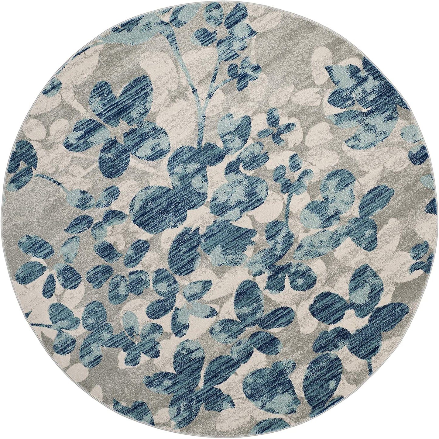 Vintage Floral Grey Blue Soft Area Rug