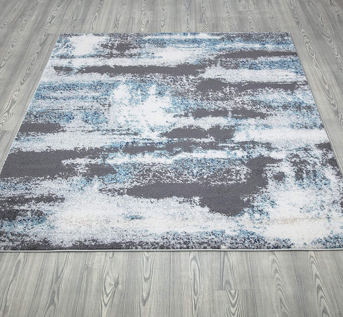 Abstract Soft Area Rug Gray Blue