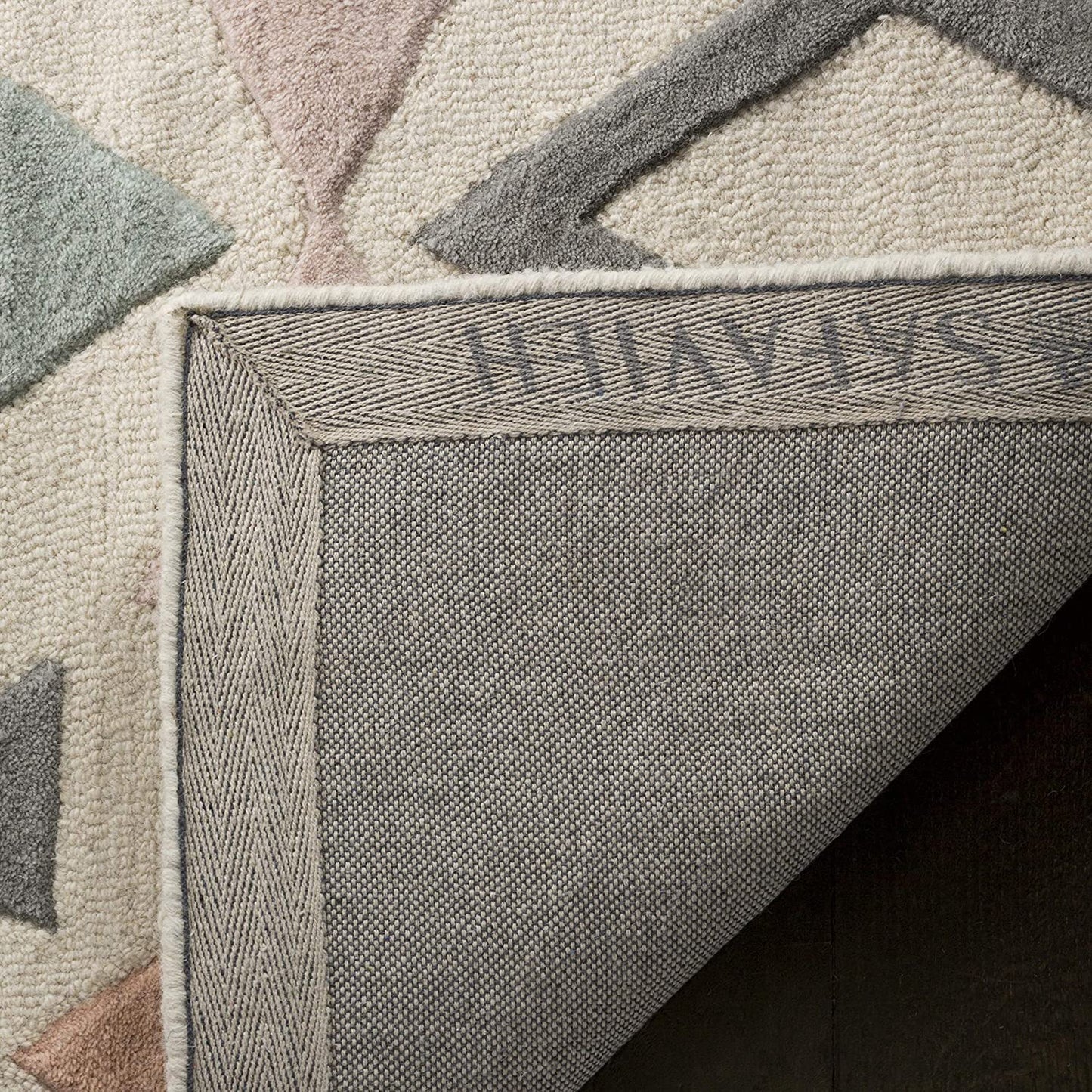 Kids Collection Handmade Geometric Wool Area Rug Ivory / Multi