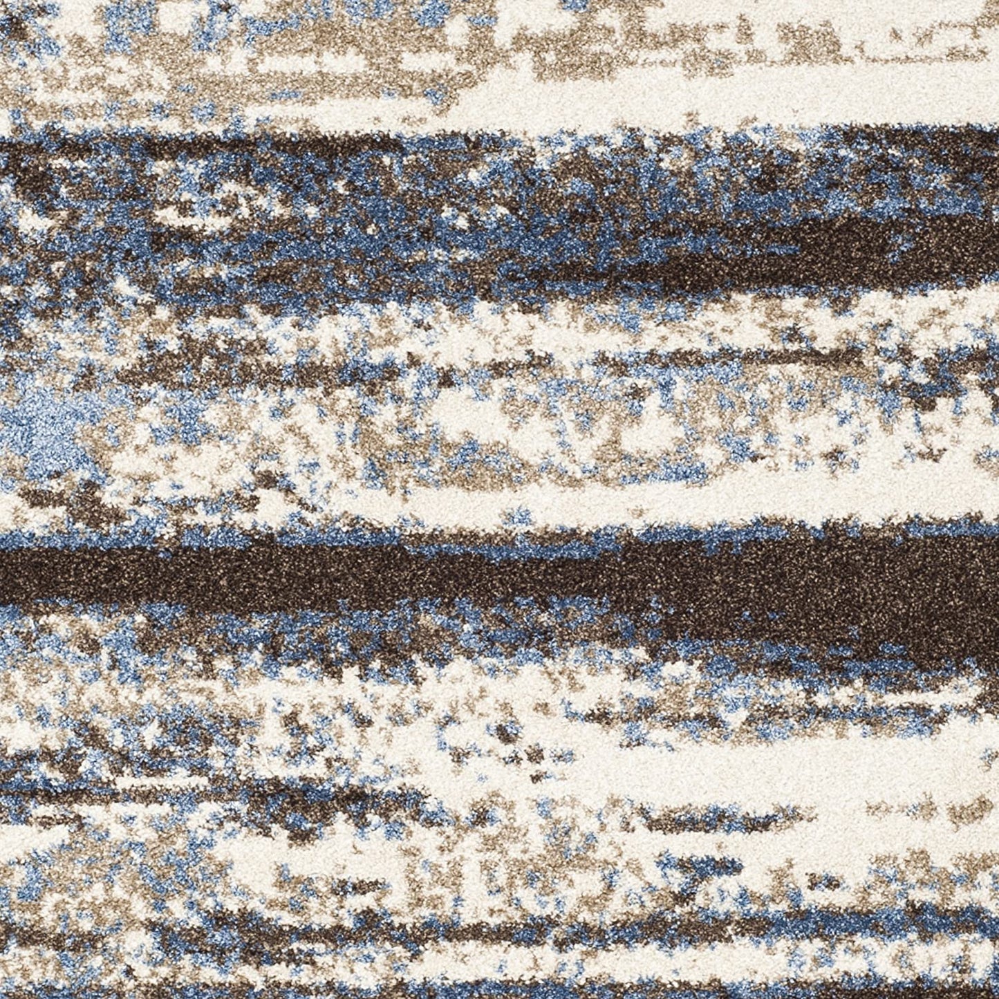 Cream and Blue Modern Abstract Area Rug