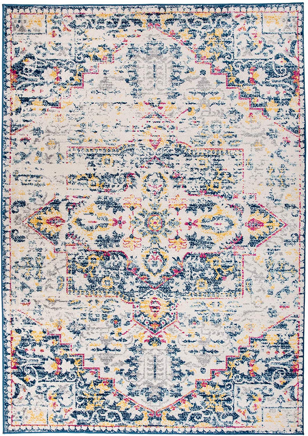 Transitional Distressed Cream Multi-color Soft Area Rug