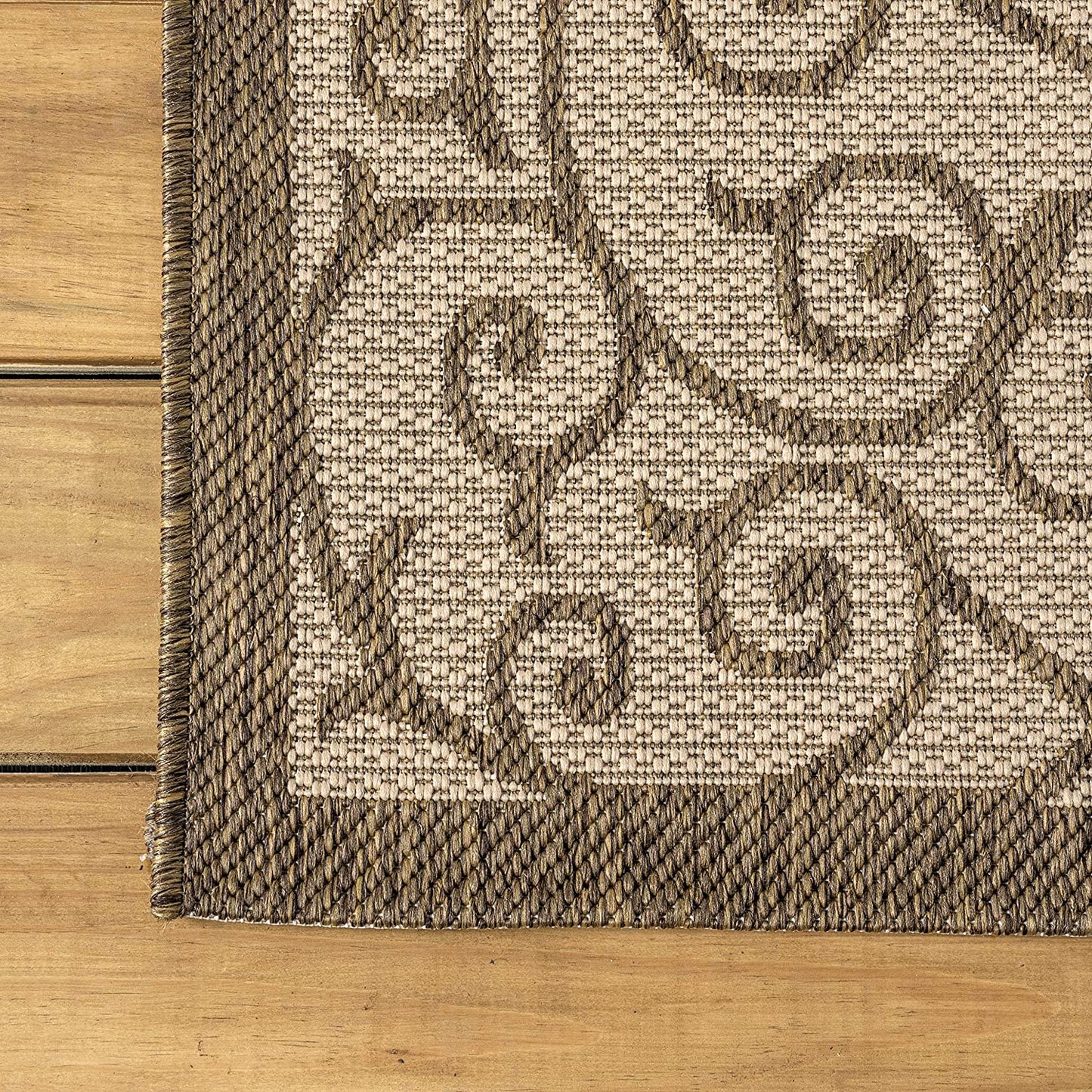 Madrid Vintage Filigree Textured Weave Indoor/Outdoor Beige/Brown Area Rug