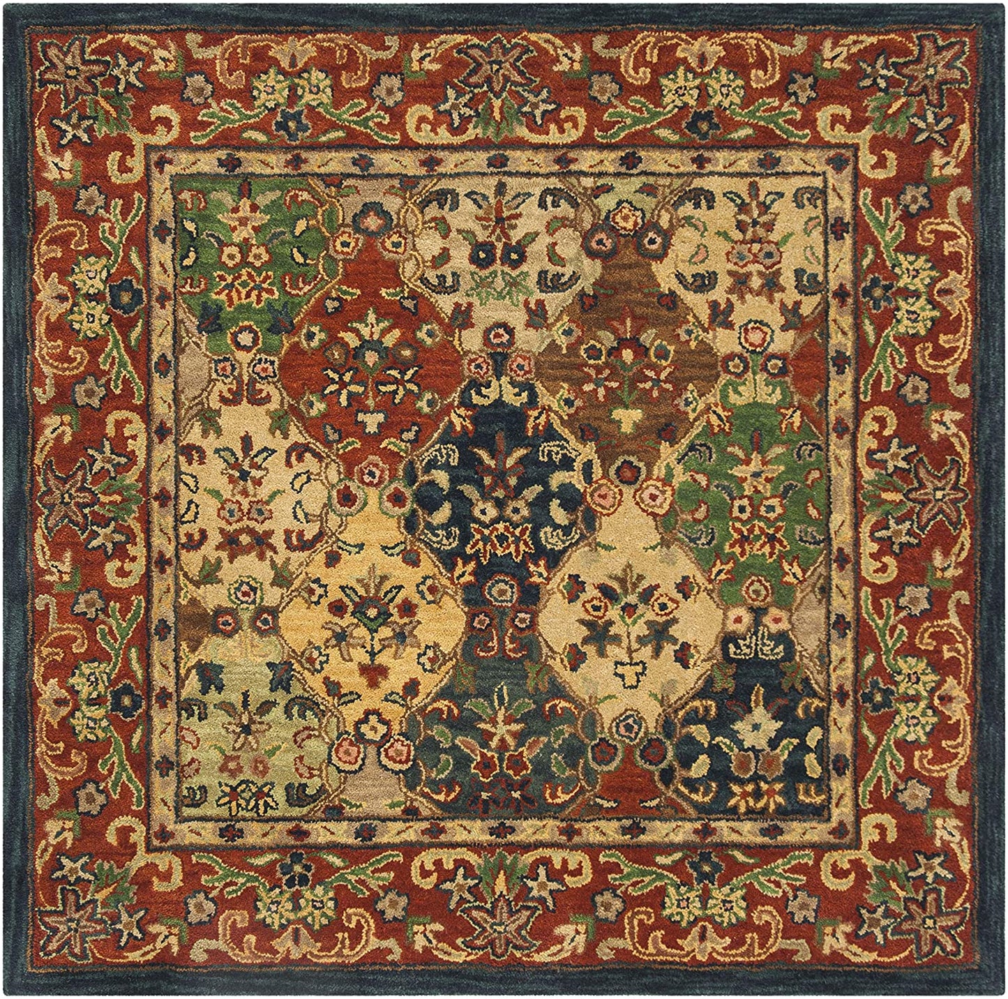 Handmade Traditional Oriental Premium Wool Area Rug, Beige / Burgundy