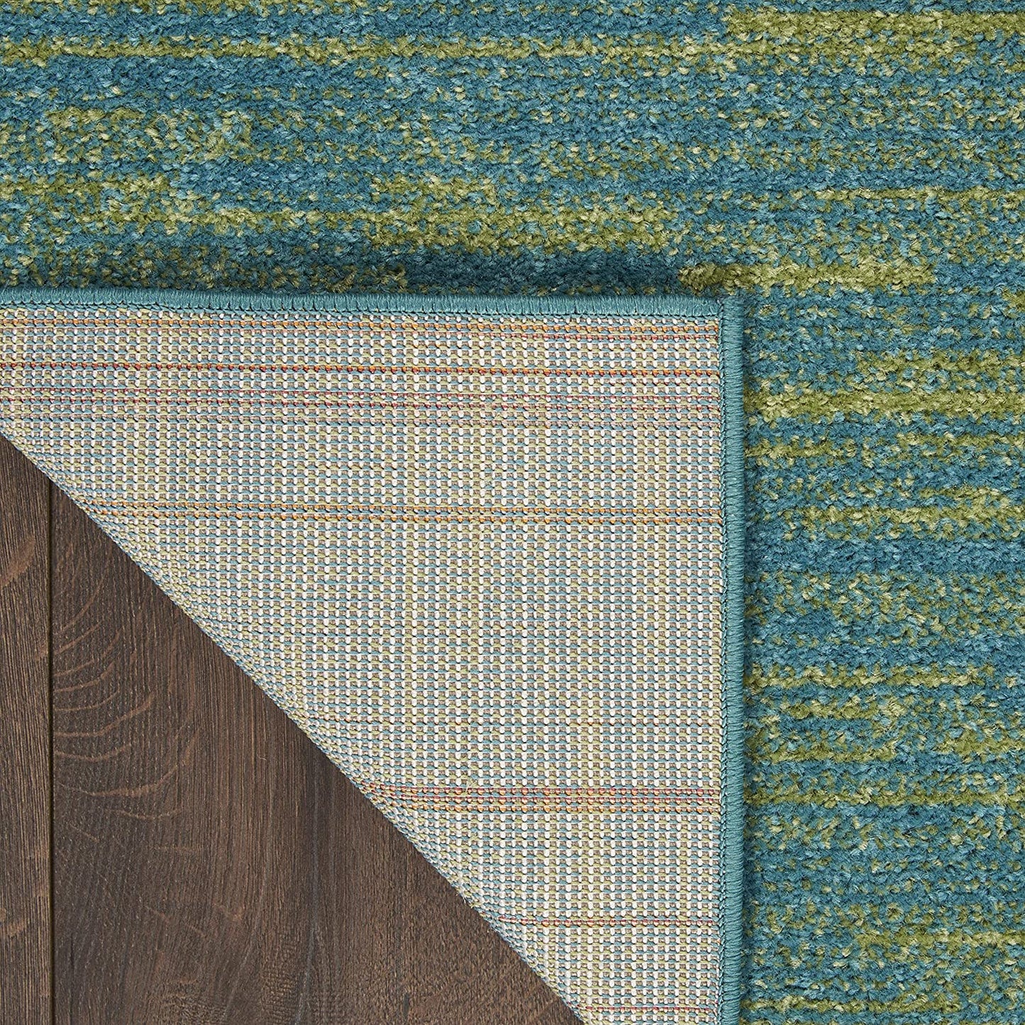 Solid Contemporary Blue Green Indorr/Outdorr Area Rug