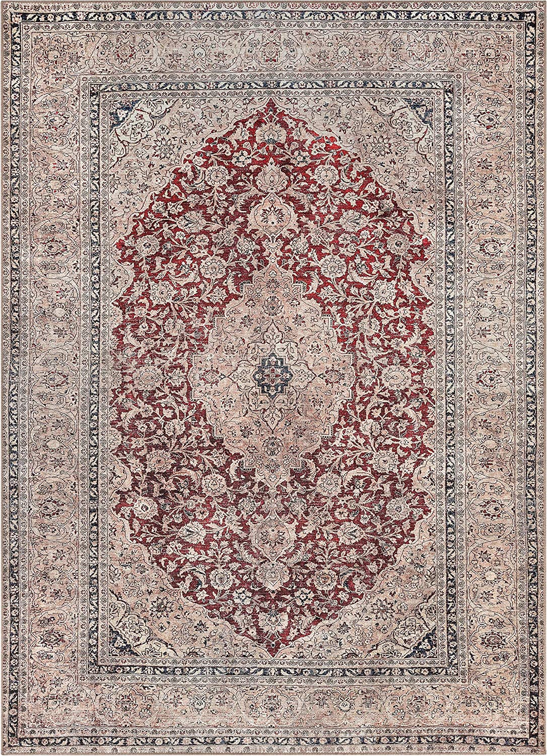 Tonti Red Distressed Persian Area Rug