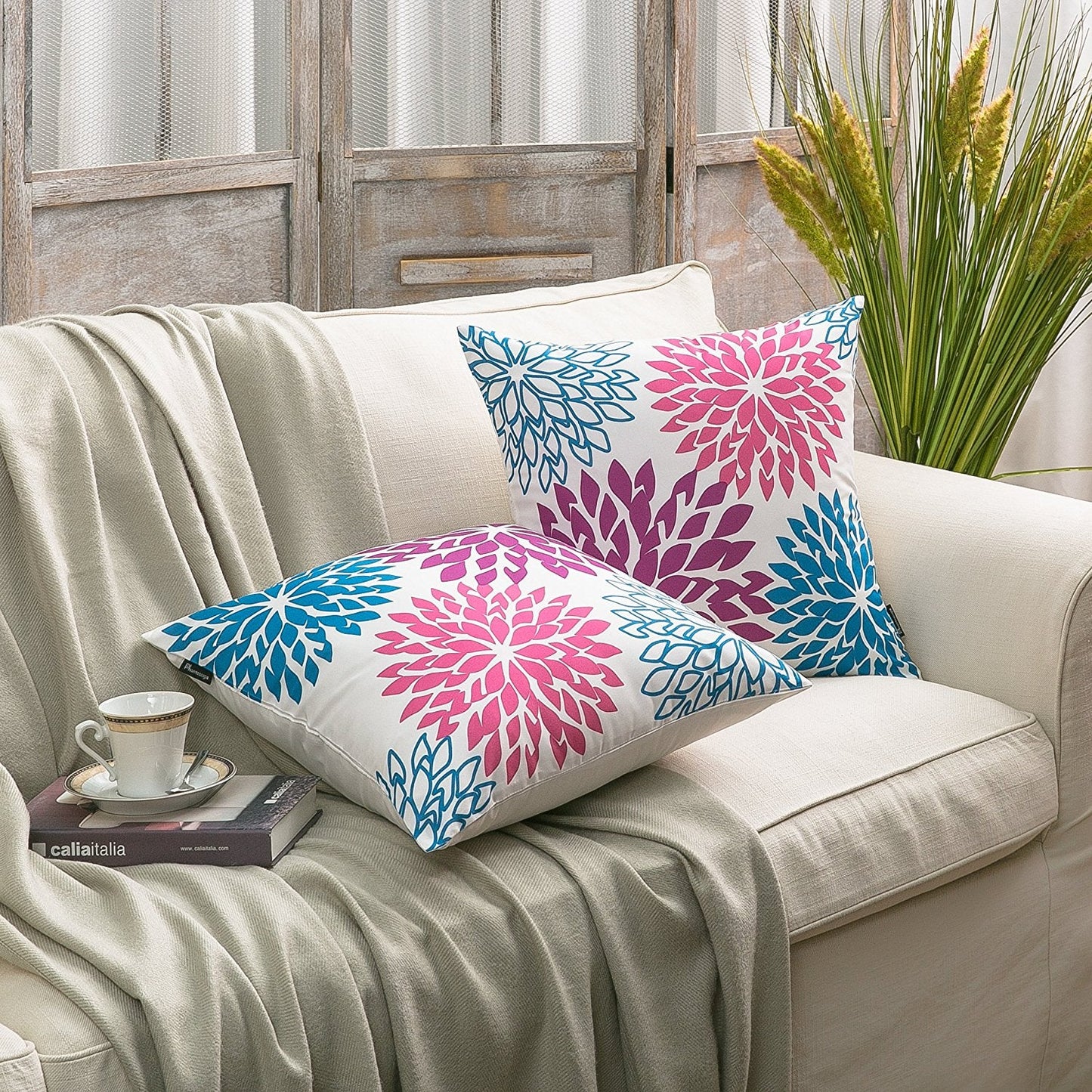 Decorative Dahlia Throw Pillow Cushion Cover