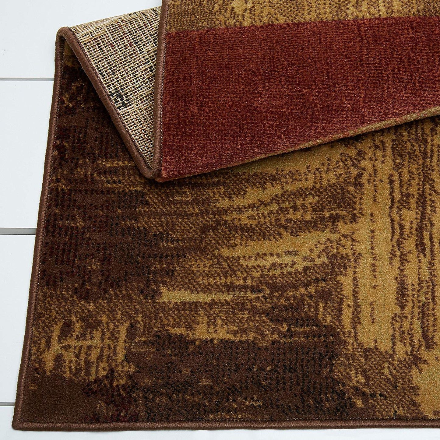 Contemporary Geometric Brown Beige Orange Soft Area Rugs