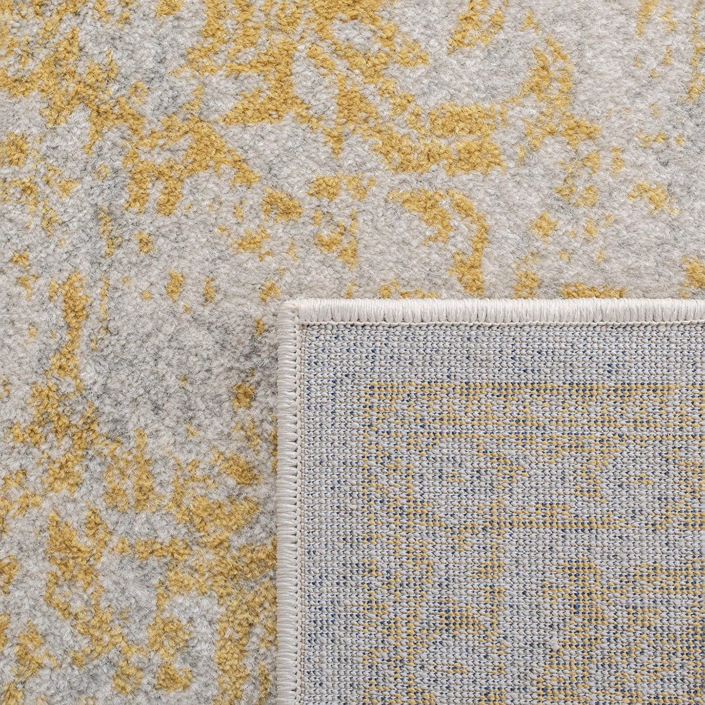 Oriental Shabby Chic Vintage Distressed Area Rug, Ivory/Gold