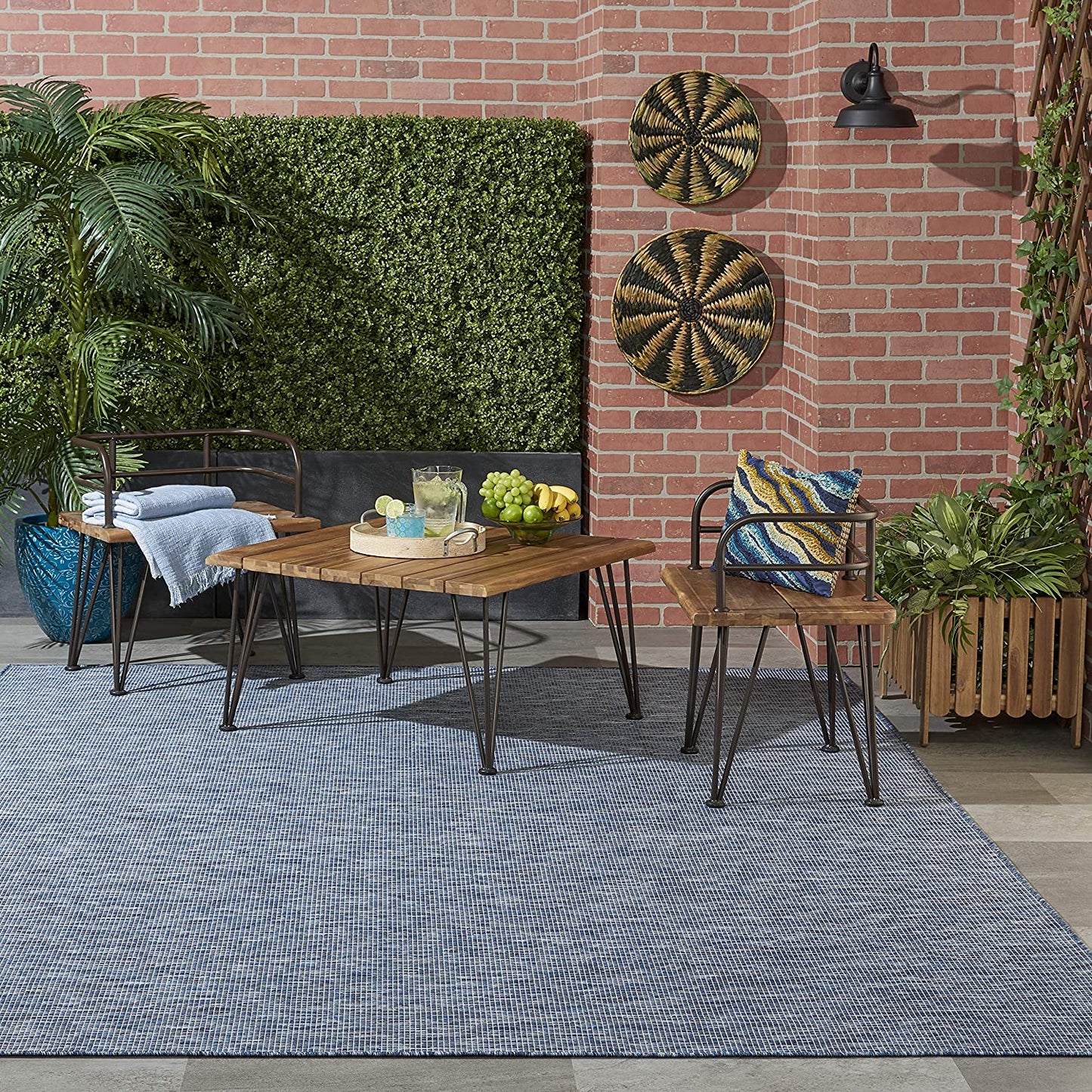 Positano Flat-Weave Indoor/Outdoor Navy Blue Area Rug
