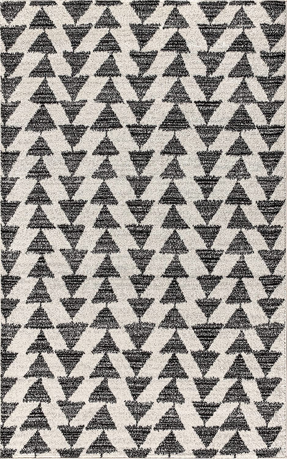 Aisha Moroccan Triangle Geometric Area Rugs Cream,Black