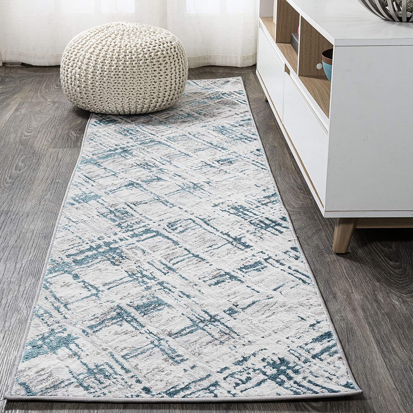 Slant Modern Abstract Gray/Blue Soft Area Rug