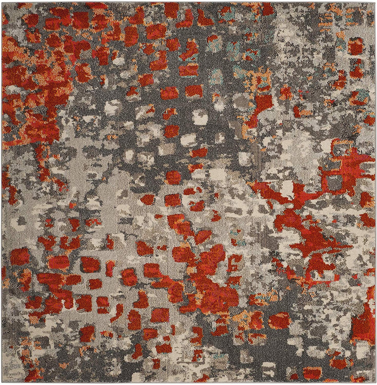 Abstract Grey Orange Soft Area Rug