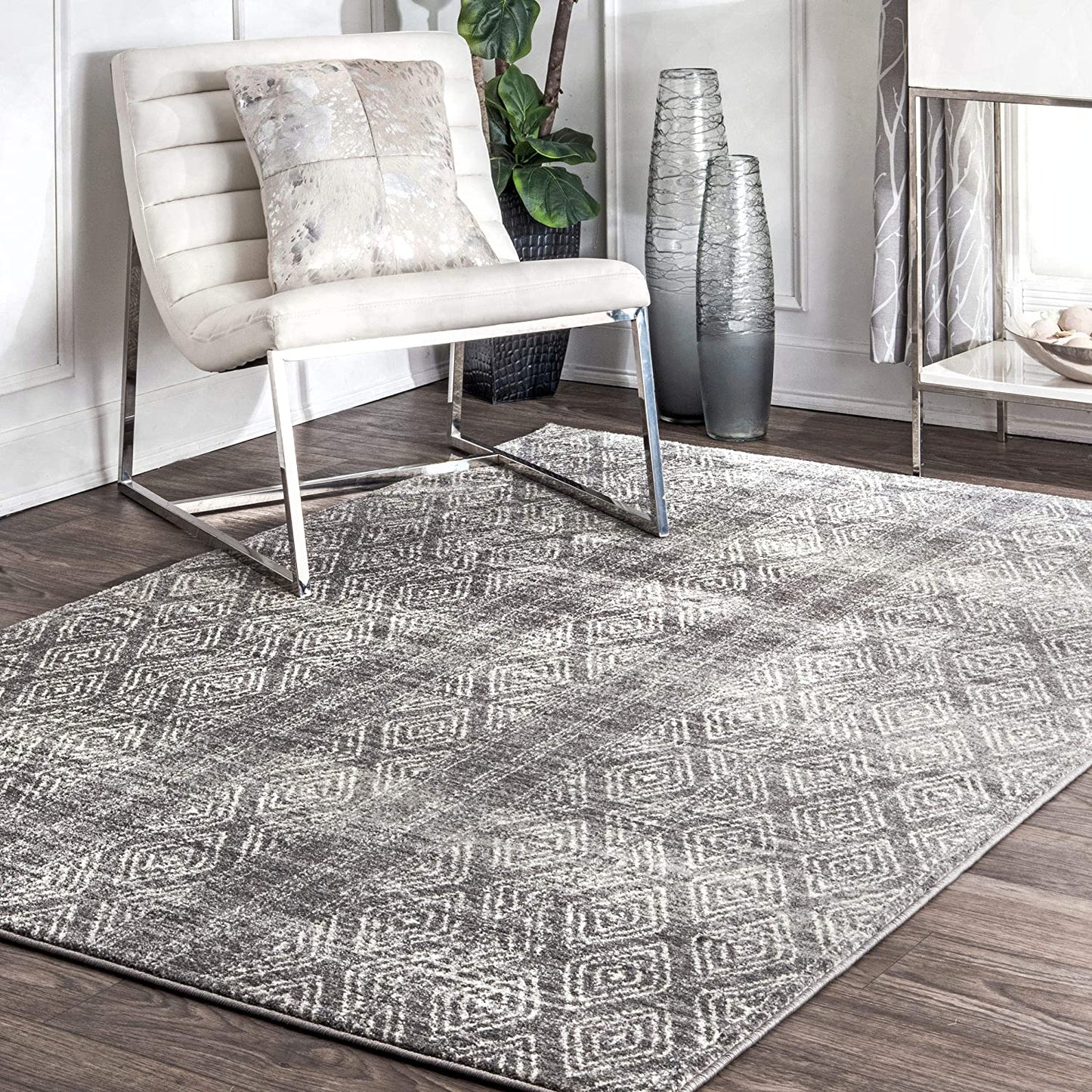 nuLOOM Sarina Diamonds Area Rug, 8' x 10', Dark Grey