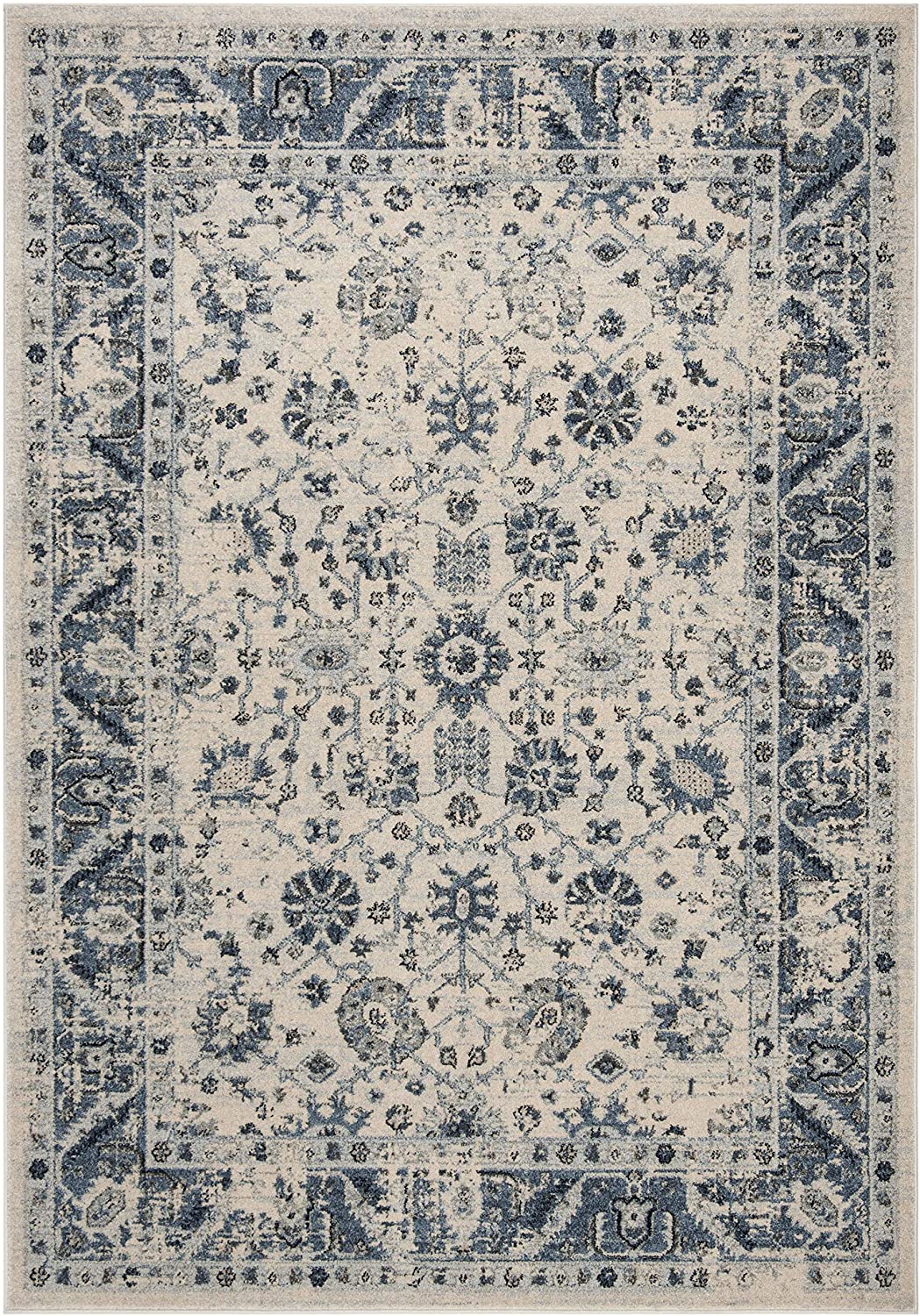 Oriental Distressed Non-Shedding Home Area Rug Grey / Dark Grey