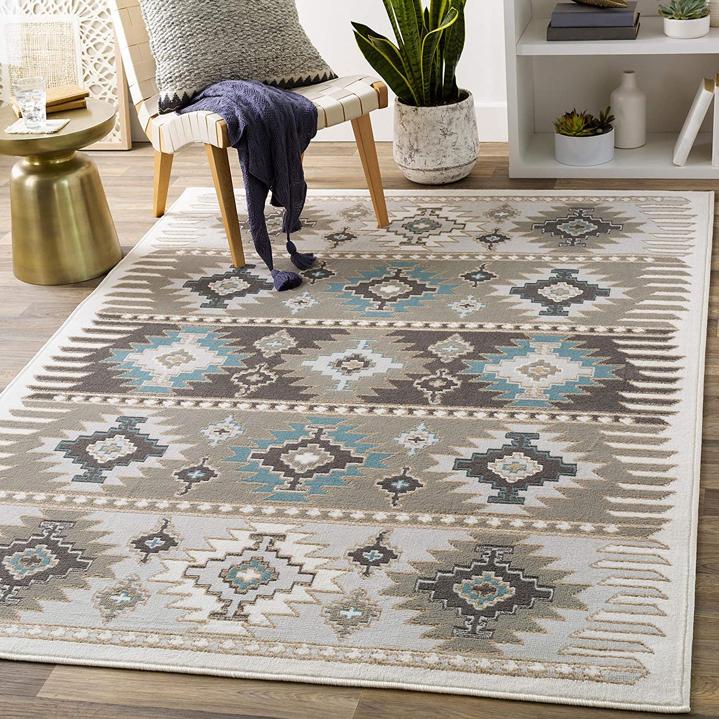 South Western Soft Area Rug Gray/Blue