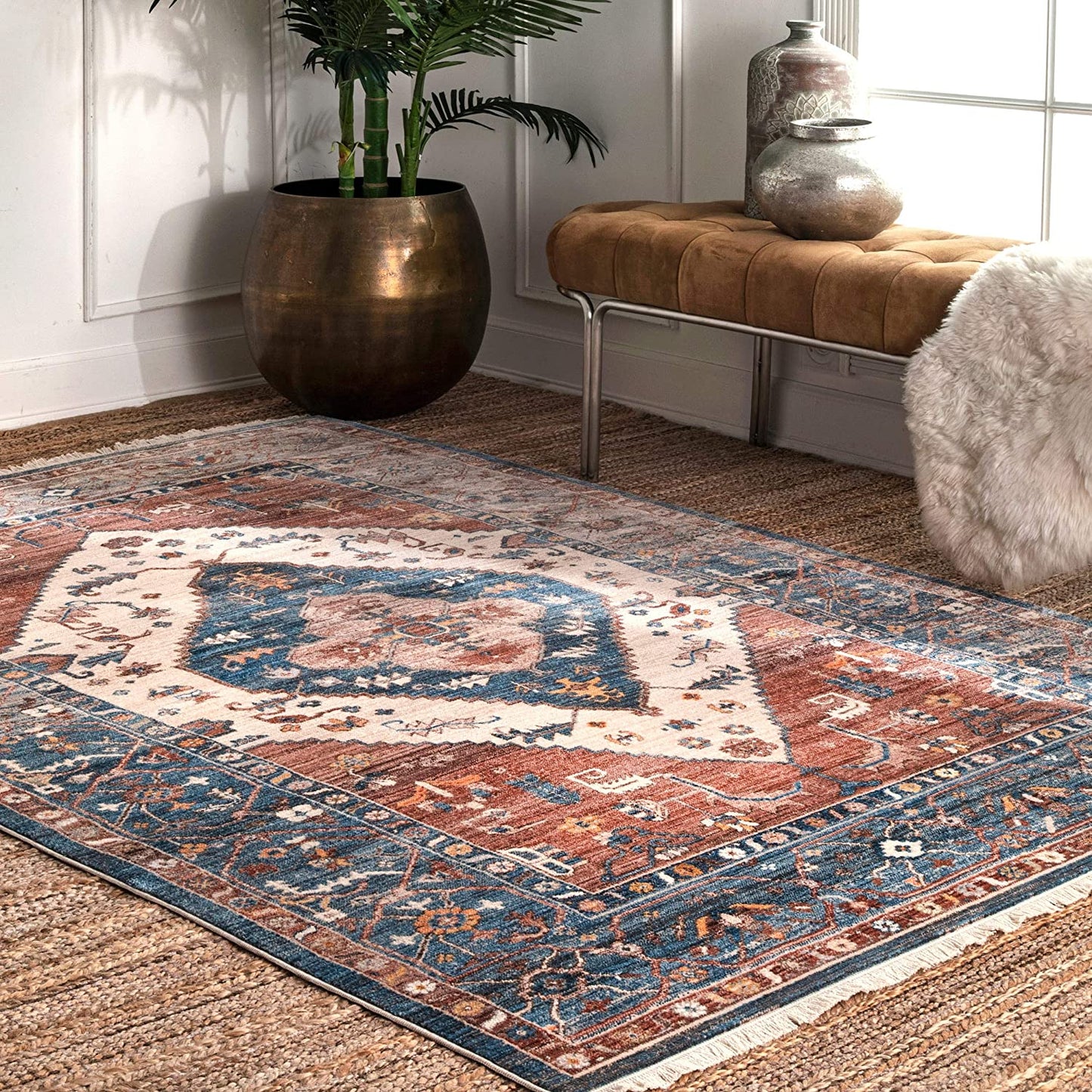 Mabel Tribal Area Rug, Rust