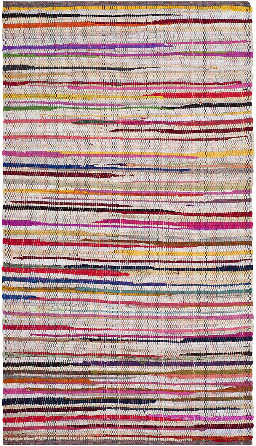 Hand-Woven Ivory and Multi Flatweave Cotton Area Rug