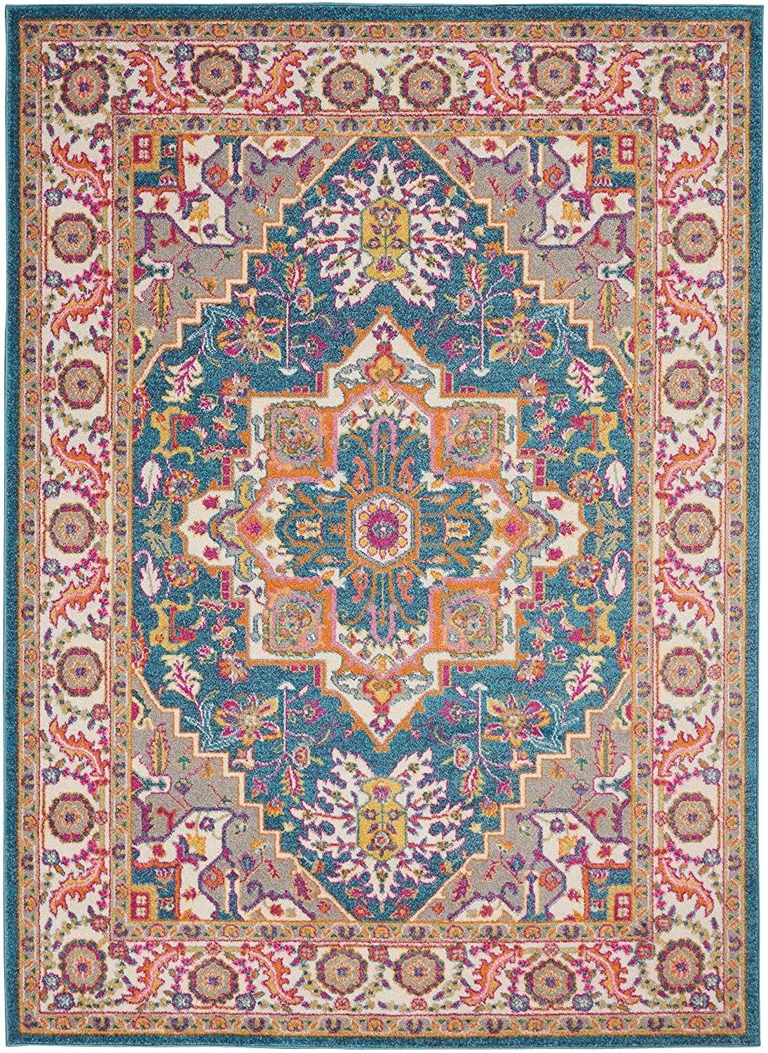 Persian Colorful Teal Multicolor Area Rug