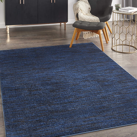 Solid Contemporary Midnight Blue Indoor/Outdoor Area Rug