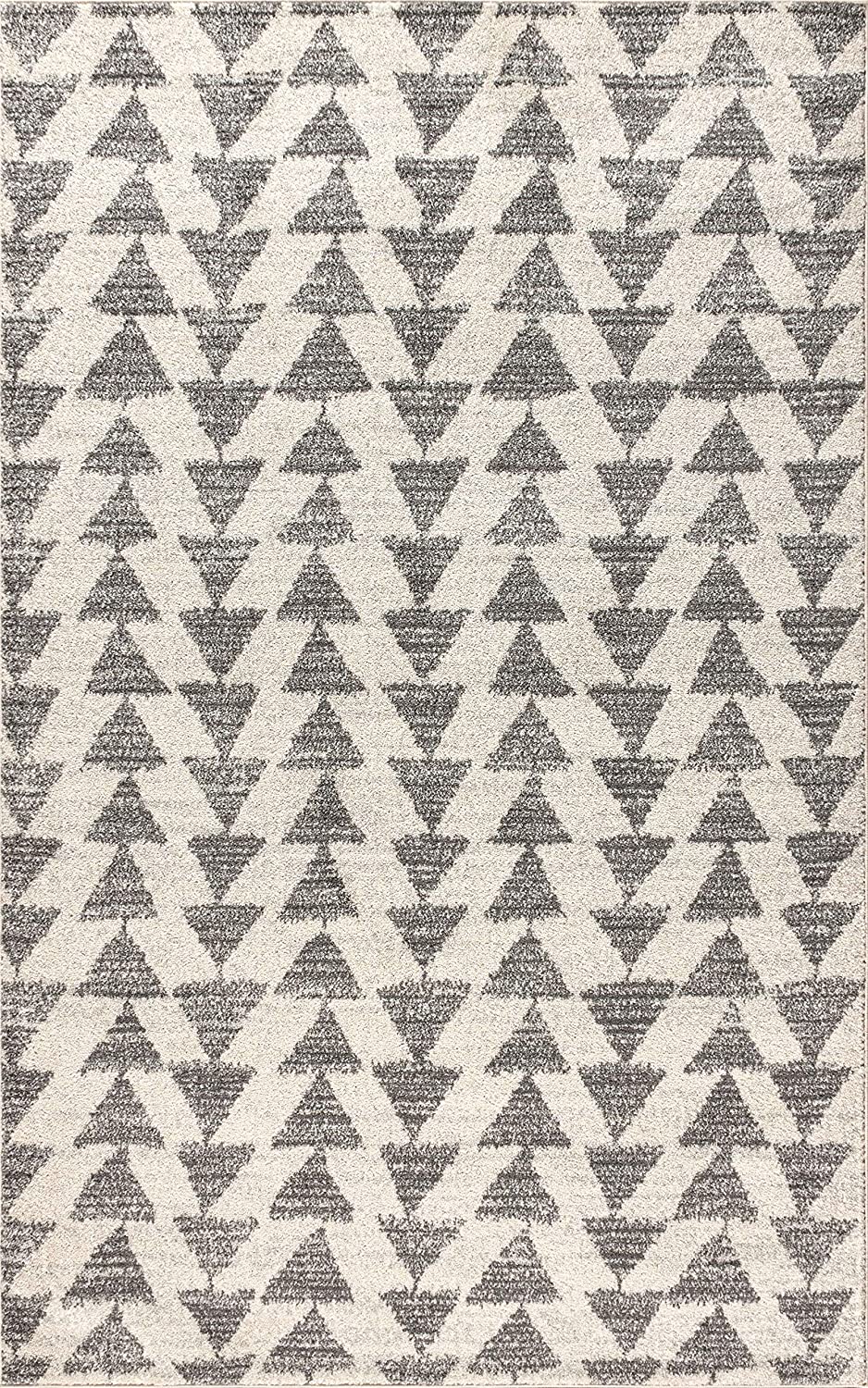 Aisha Moroccan Triangle Geometric Area Rugs Cream Gray