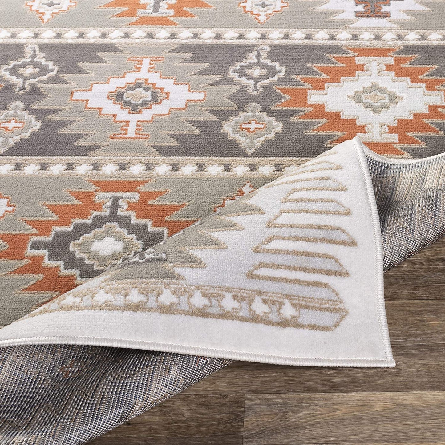 Norie Soft Area Rug Gray / Terracotta