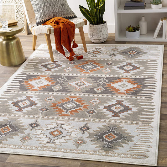 Norie Soft Area Rug Gray / Terracotta