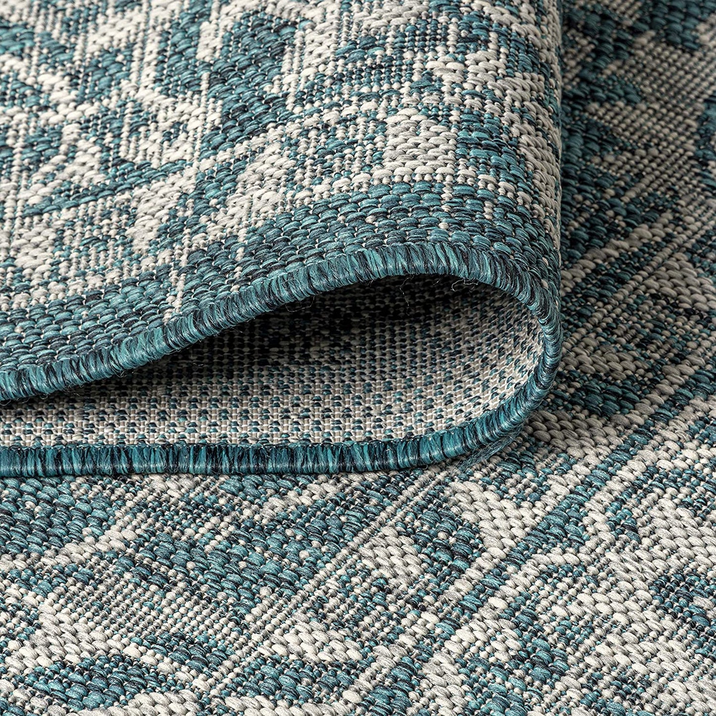 Palazzo Vine and Border Textured Weave Indoor/Outdoor Teal/Gray