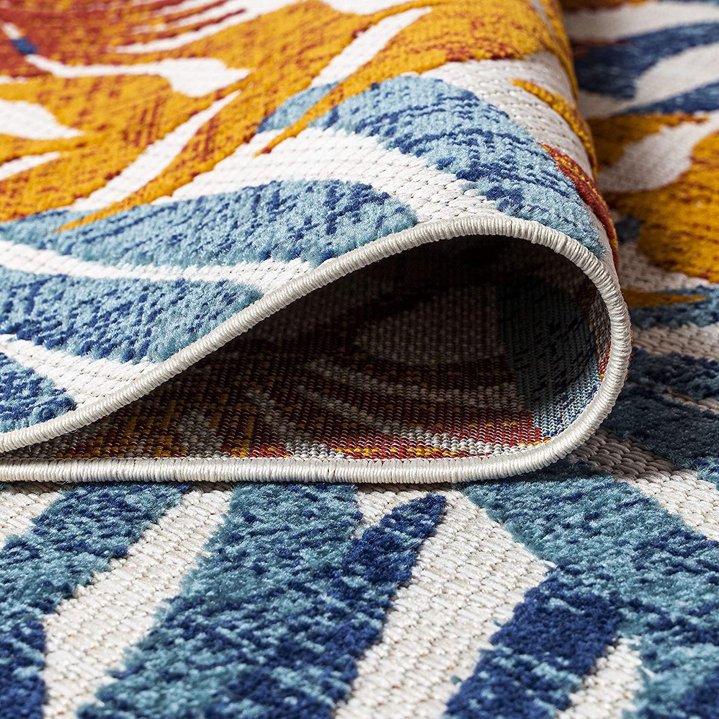 Tropics Palm Leaves Indoor/Outdoor Cream/Orange Area Rug